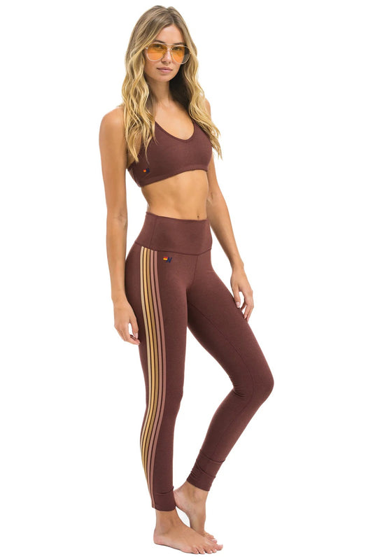 High-rise full-length leggings featuring five stripes, designed for performance and comfort during workouts and daily wear-1