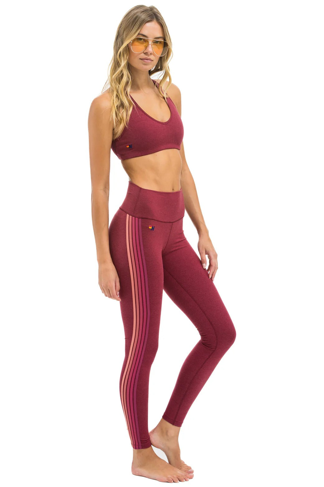 High-rise full-length leggings featuring five stripes, designed for performance and comfort during workouts and daily wear-7